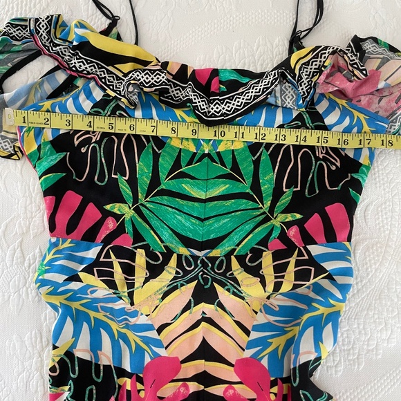 Flying Tomato Black Tropical Off-Shoulder Jumpsuit - Large - Picture 9 of 11